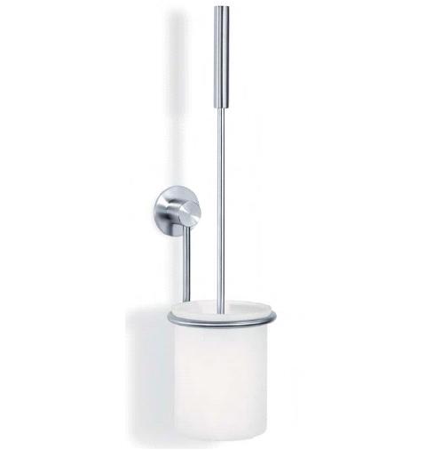 Wall Toilet Brush Set With White Brush + Glass Marino