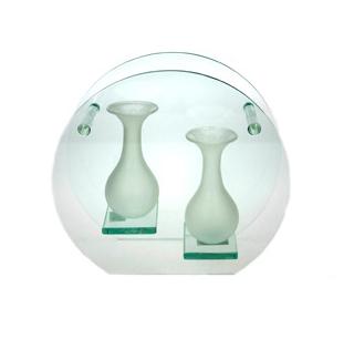 Circle Glass + 2 Frosted Vases D25Xh23