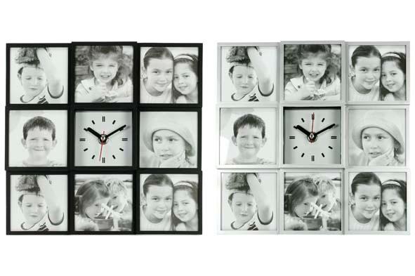 Photo Wall + Clock 24.7 X24, 7X4, 5 2Ass Black