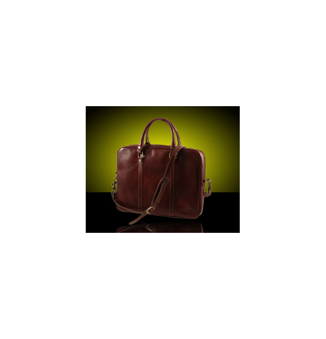 Exclusive leather laptop case - Colour: Brown (Prato)